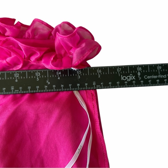Lulus Hot Pink Organza Ruffled Halter Mini Dress Size S Barbiecore - Picture 6 of 7
